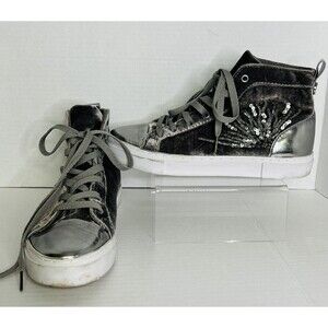 GUESS High Tops Womens Trainer Size 7 Velvet With Silver And Sequins Gentle Wear